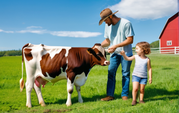 농촌관광지도사와 농업 연구 - **Prompt:** A heartwarming morning scene on a sustainable family-run dairy farm in the American Nort...