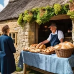 농촌관광지도사 모의시험 활용법 - **Prompt:** A bustling, sun-drenched village square in the English Cotswolds. A diverse group of fou...