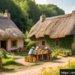Home 21 농촌관광지도사 학습 자료 정리 - A serene rural village scene in the European countryside during golden hour, featuring traditional s...